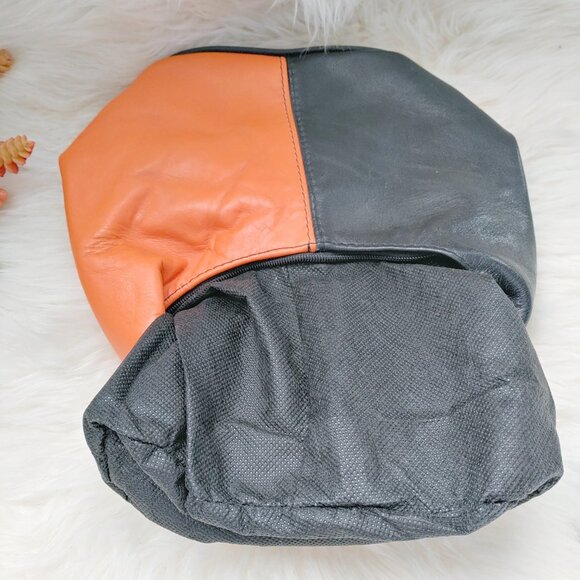 Custom Made Half Black and Half Orange Leather Mini Handbag - Picture 11 of 14